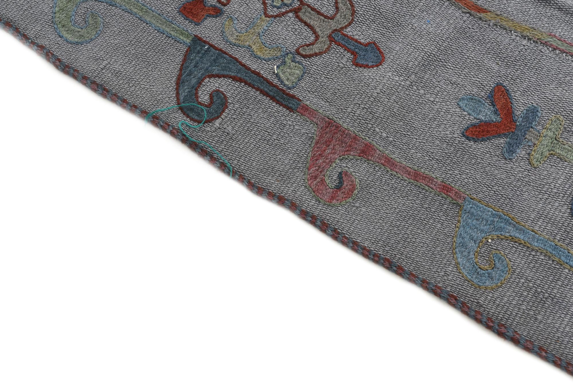 5' 10 x 7' 2 Hand Woven Kilim Suzani Wool Rug
