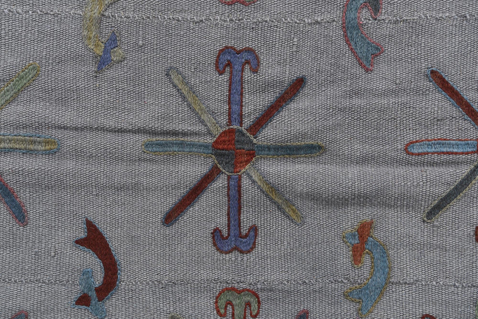 5' 10 x 7' 2 Hand Woven Kilim Suzani Wool Rug