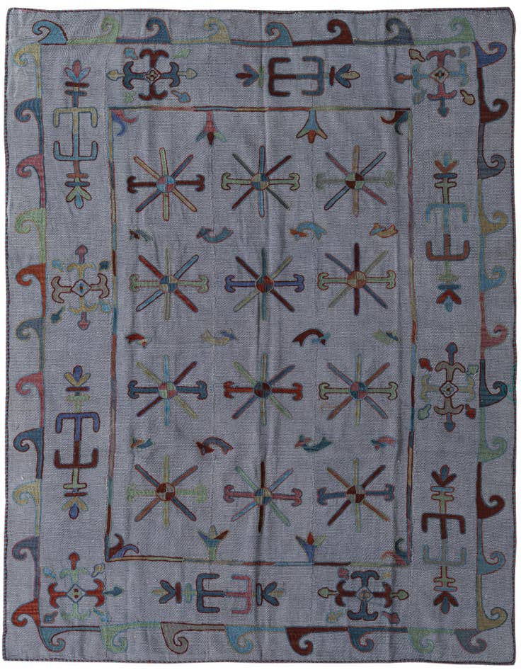 Detail image of 5' 10 x 7' 2 Hand Woven Kilim Suzani Wool Rug