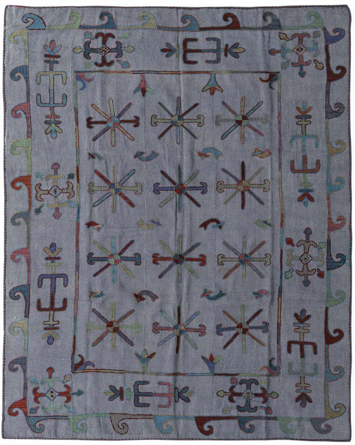 5' 10 x 7' 2 Hand Woven Kilim Suzani Wool Rug