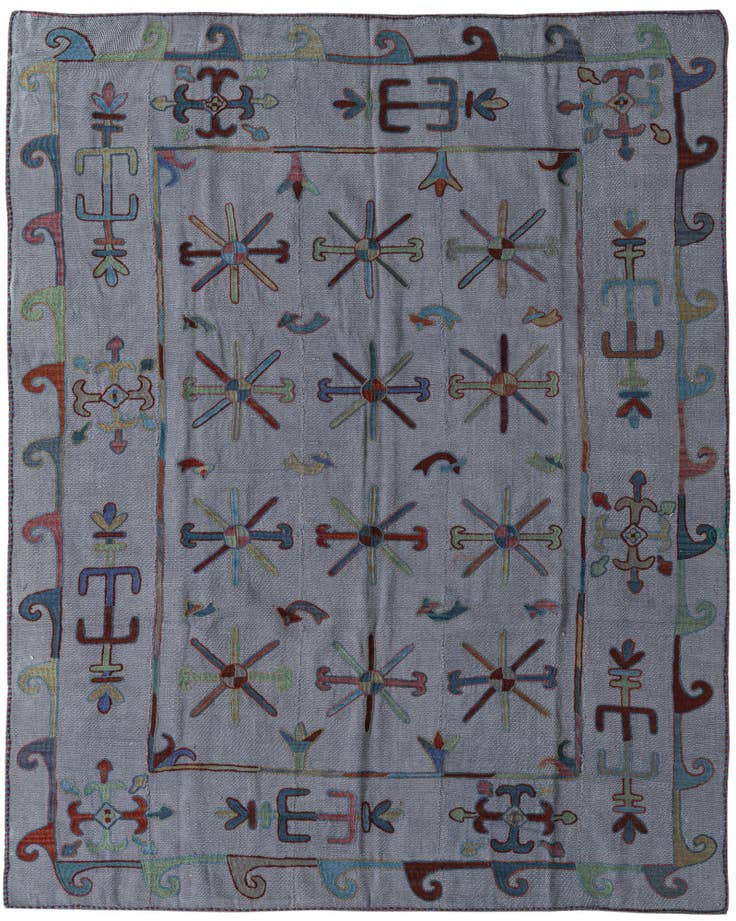 Detail image of 5' 10 x 7' 2 Hand Woven Kilim Suzani Wool Rug