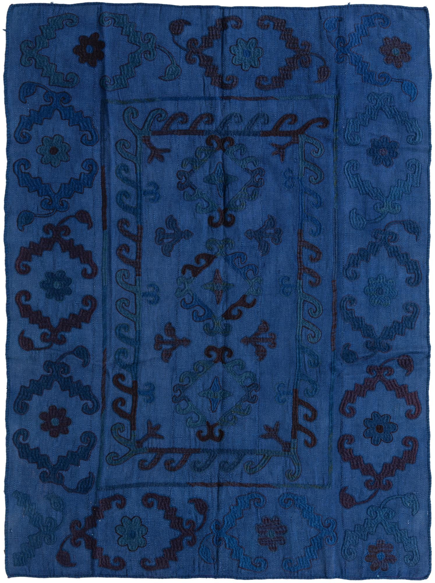 5' 7 x 7' 6 Hand Woven Kilim Suzani Wool Rug
