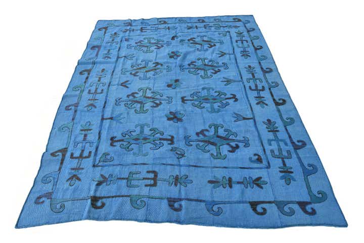 5' 7 x 7' 4 Hand Woven Kilim Suzani Wool Rug