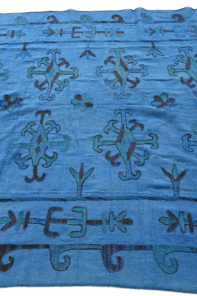 5' 7 x 7' 4 Hand Woven Kilim Suzani Wool Rug