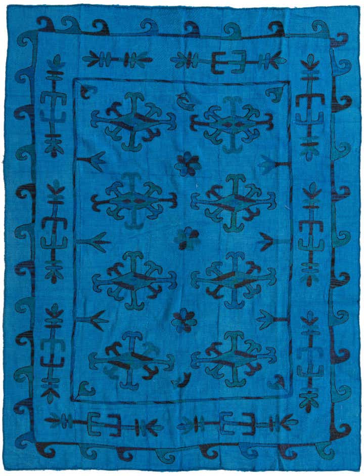5' 7 x 7' 4 Hand Woven Kilim Suzani Wool Rug