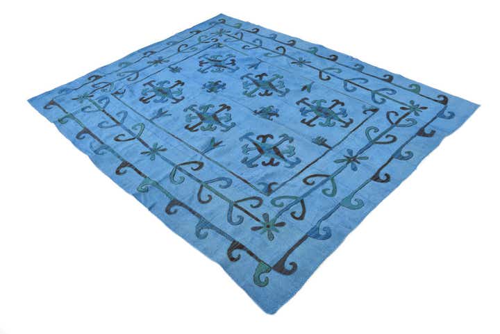 6' x 7' 3 Hand Woven Kilim Suzani Wool Rug