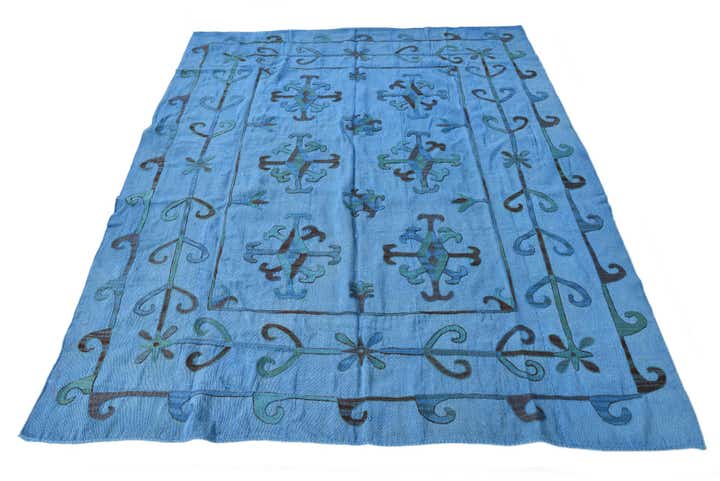 6' x 7' 3 Hand Woven Kilim Suzani Wool Rug