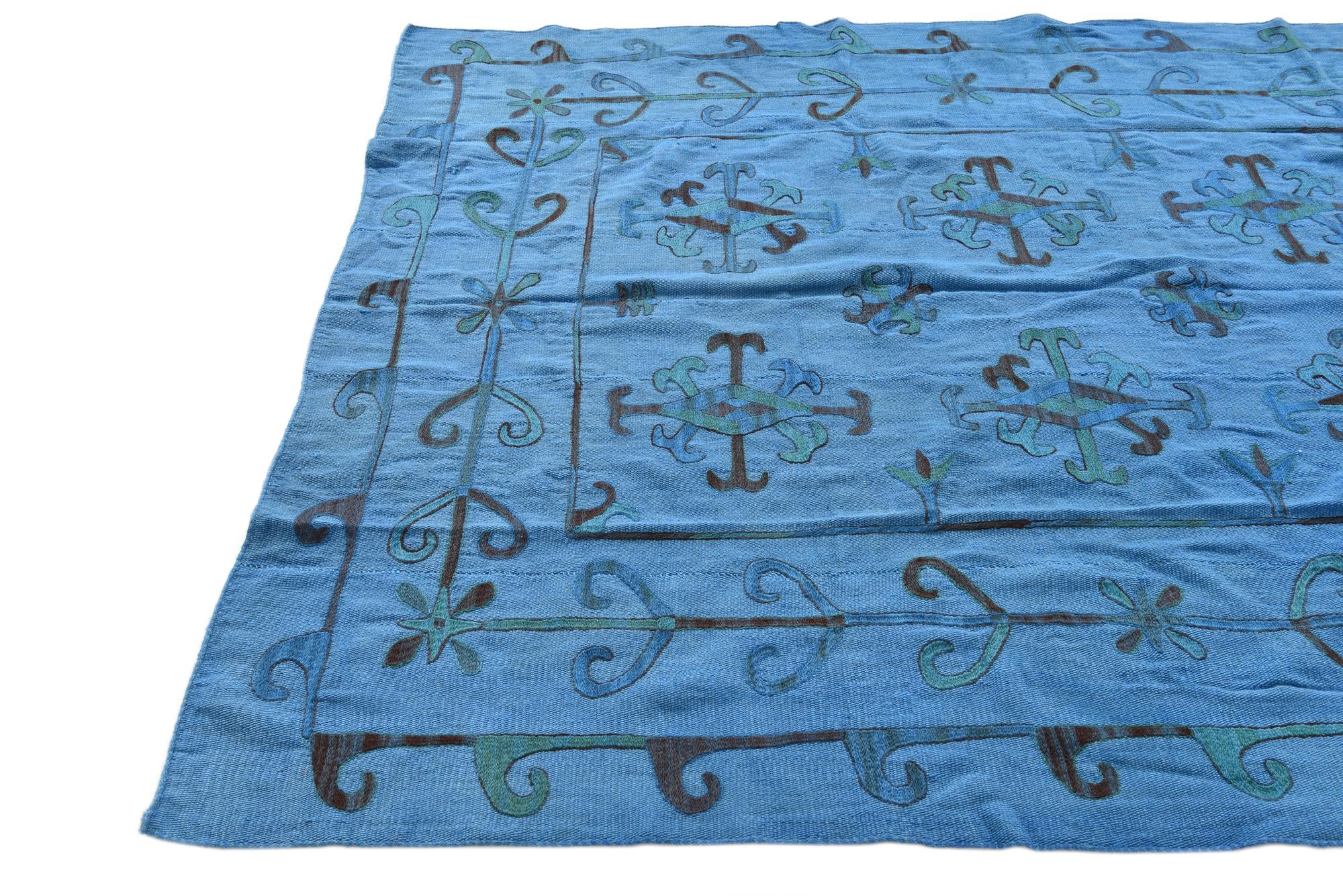 6' x 7' 3 Hand Woven Kilim Suzani Wool Rug