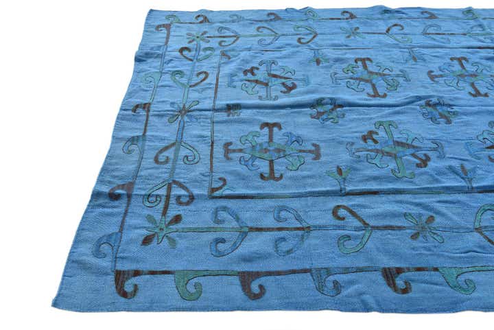 6' x 7' 3 Hand Woven Kilim Suzani Wool Rug