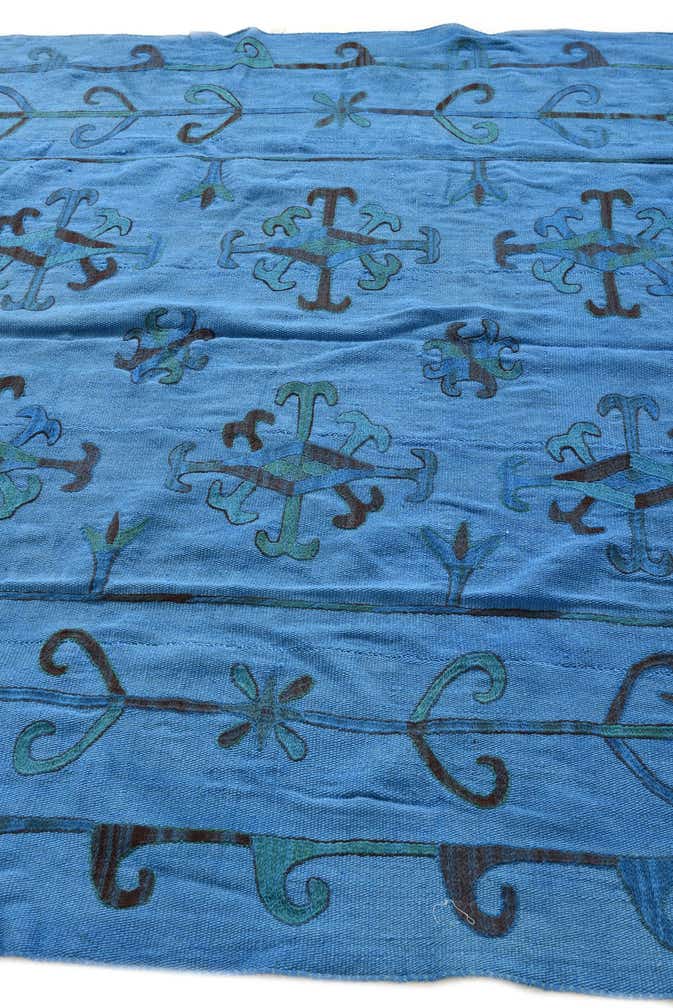 6' x 7' 3 Hand Woven Kilim Suzani Wool Rug