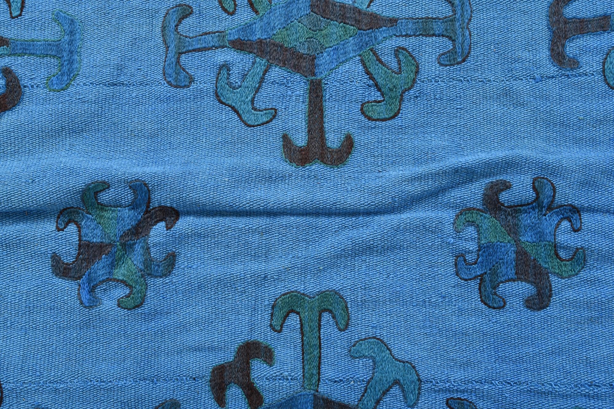 6' x 7' 3 Hand Woven Kilim Suzani Wool Rug