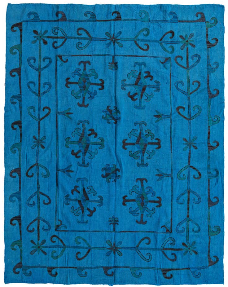 Detail image of 6' x 7' 3 Hand Woven Kilim Suzani Wool Rug