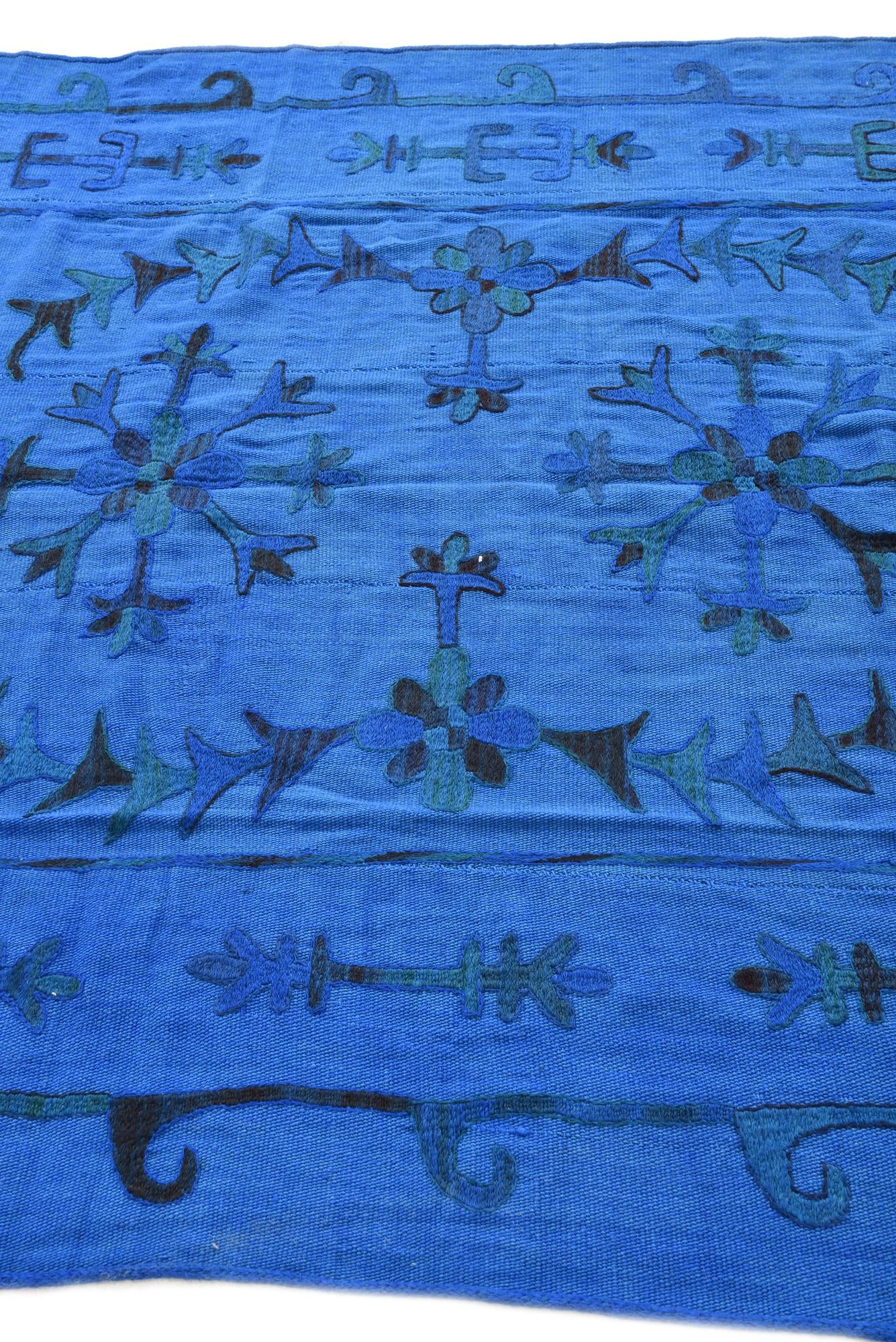 5' 4 x 7' 6 Hand Woven Kilim Suzani Wool Rug