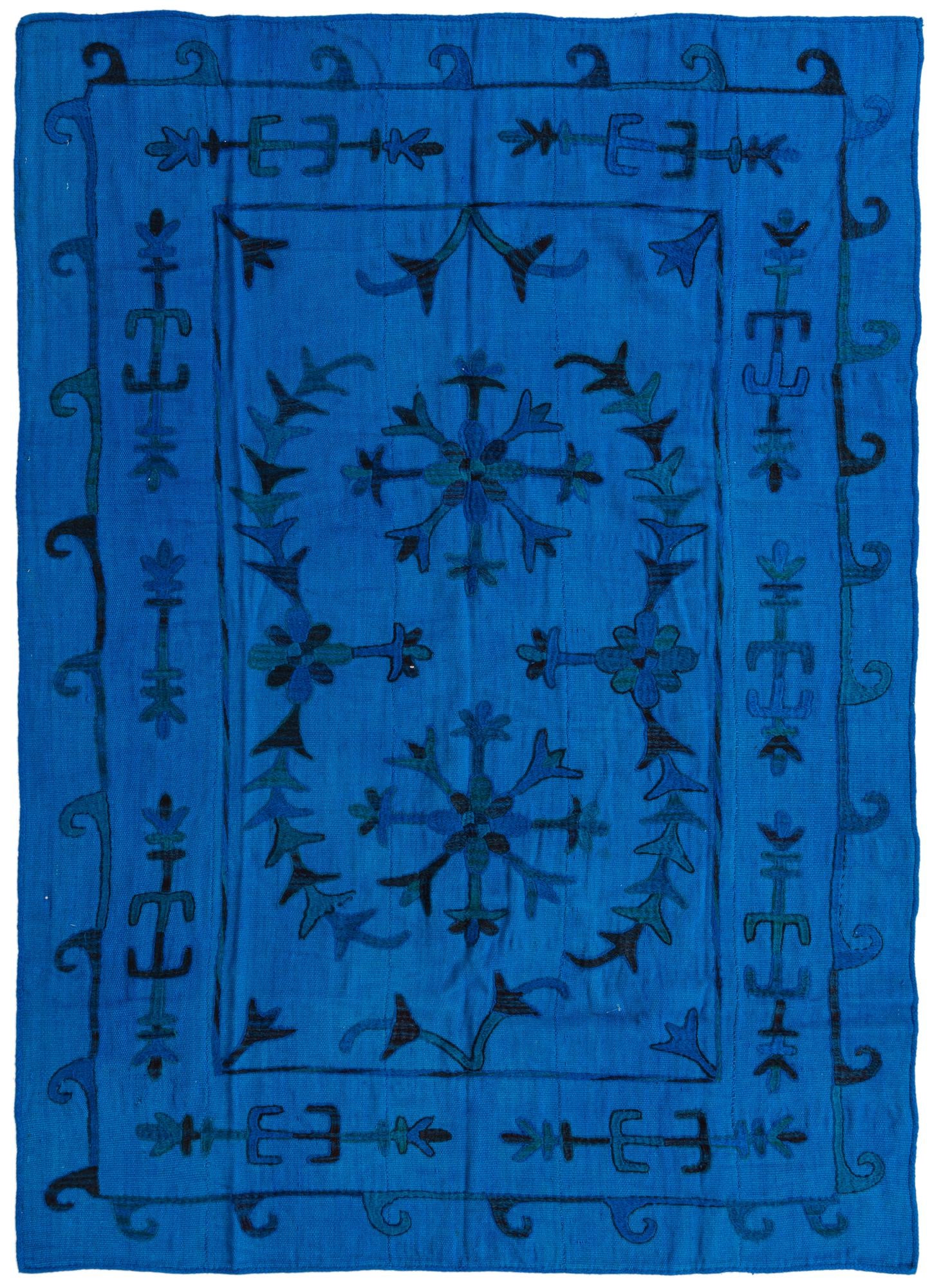 5' 4 x 7' 6 Hand Woven Kilim Suzani Wool Rug