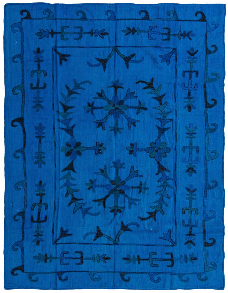 Detail image of 5' 4 x 7' 6 Hand Woven Kilim Suzani Wool Rug
