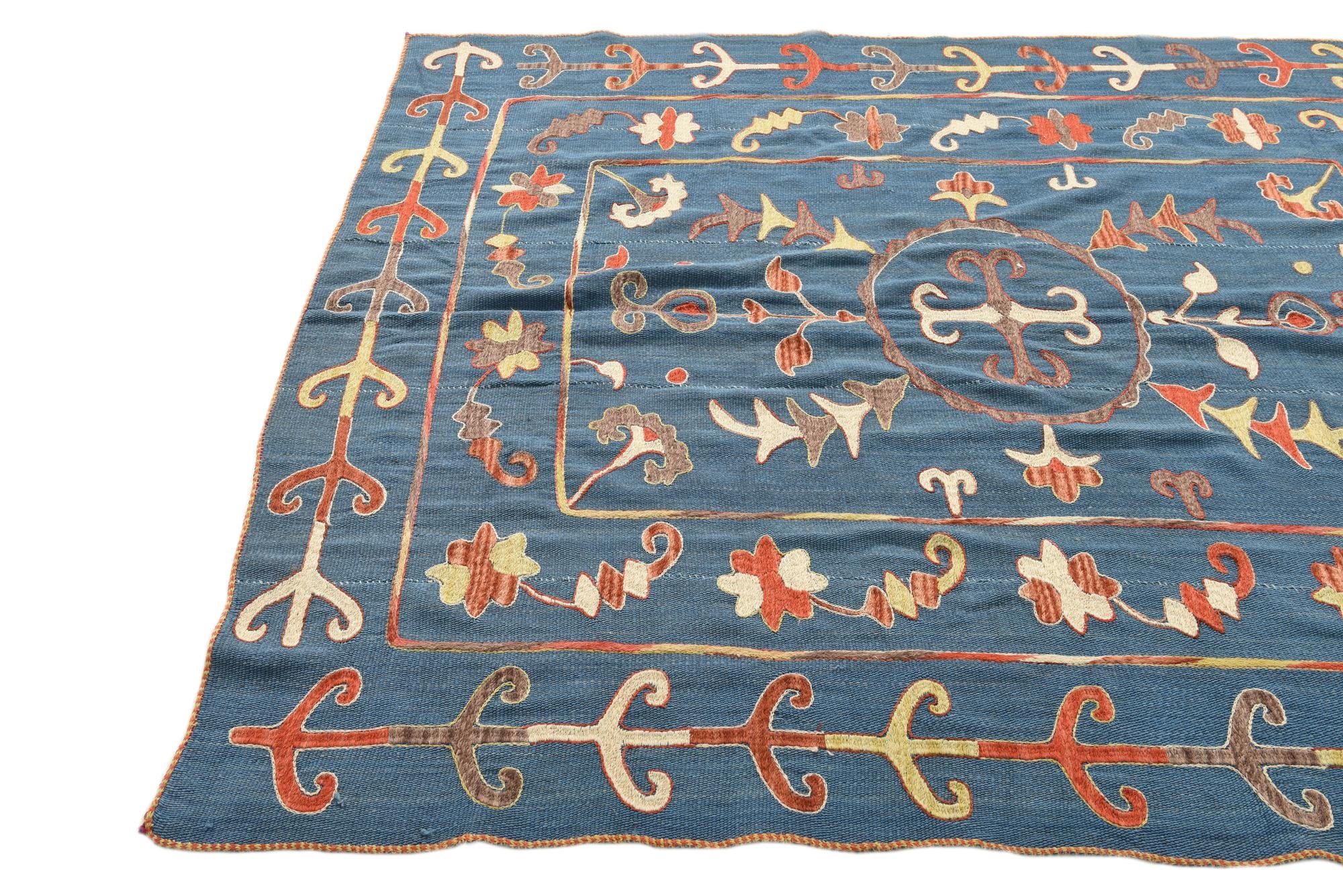 5' 10 x 7' 2 Hand Woven Kilim Suzani Wool Rug