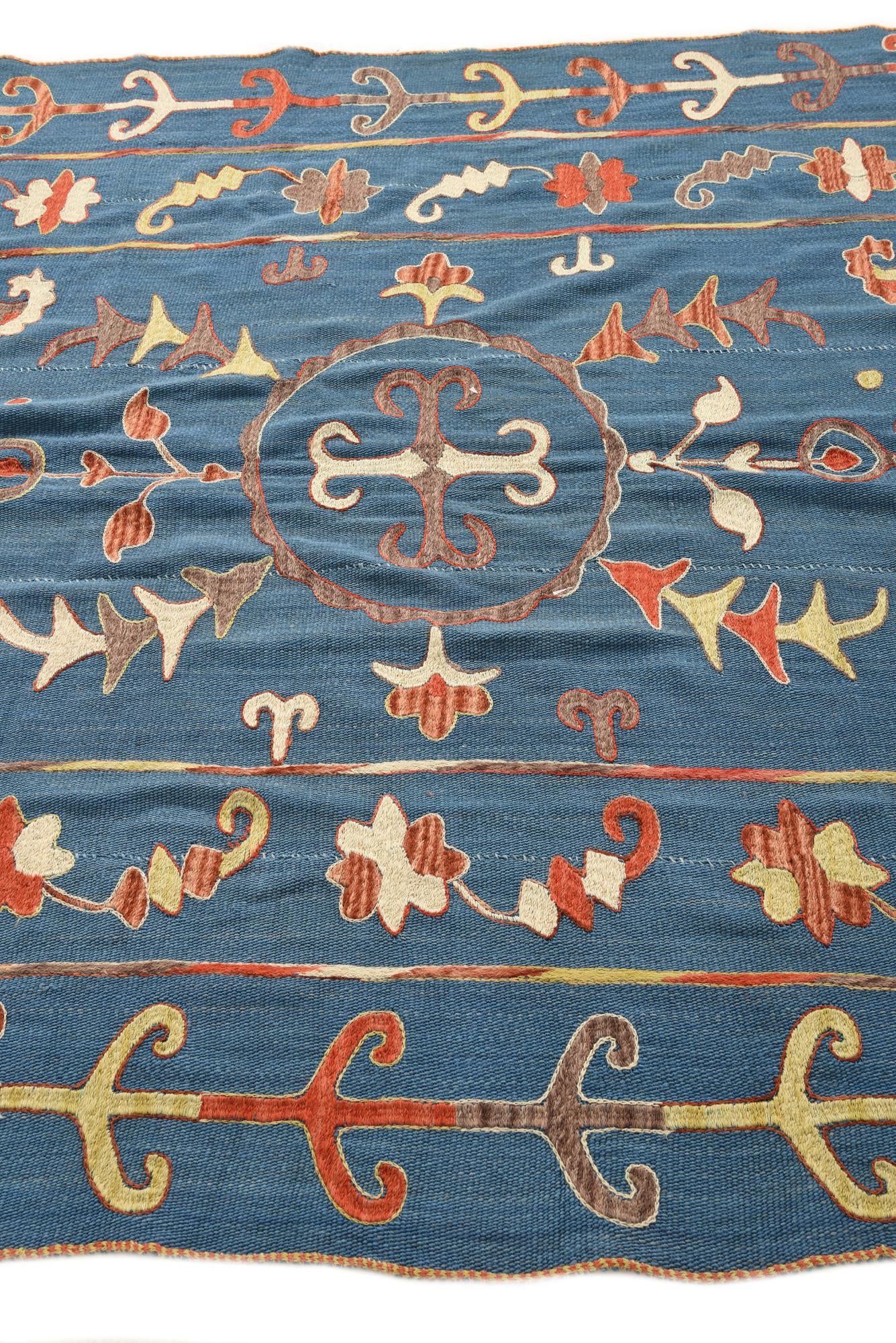 5' 10 x 7' 2 Hand Woven Kilim Suzani Wool Rug