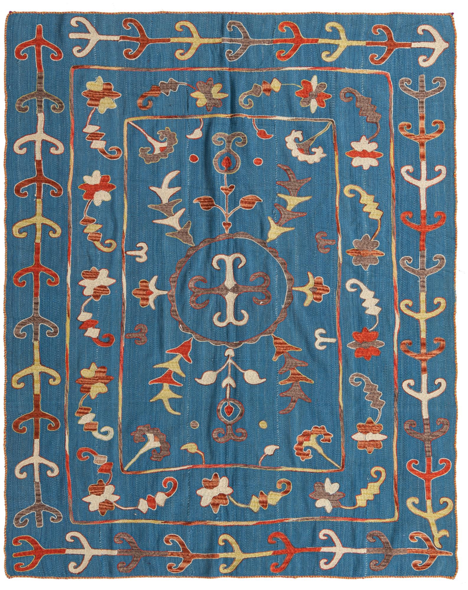 5' 10 x 7' 2 Hand Woven Kilim Suzani Wool Rug