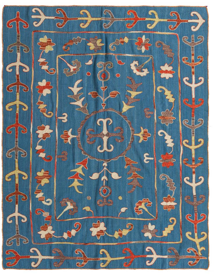Detail image of 5' 10 x 7' 2 Hand Woven Kilim Suzani Wool Rug
