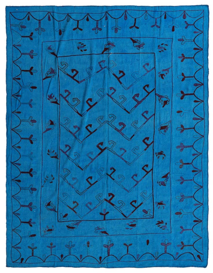 Detail image of 6' 9 x 9' 4 Hand Woven Kilim Suzani Wool Rug