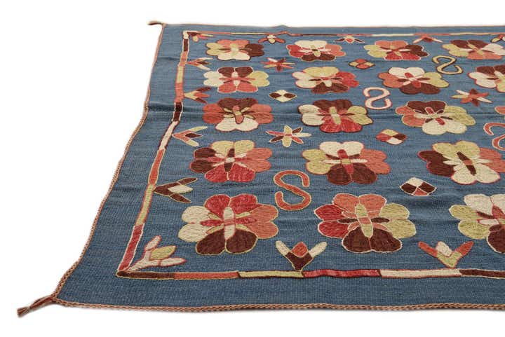 5' 8 x 7' 1 Hand Woven Kilim Suzani Wool Rug