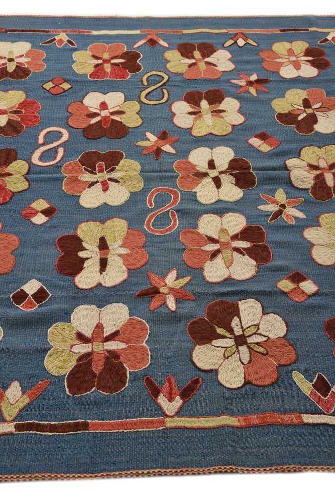 5' 8 x 7' 1 Hand Woven Kilim Suzani Wool Rug