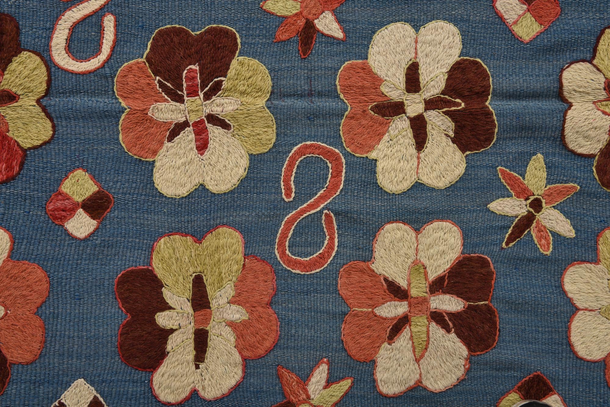 5' 8 x 7' 1 Hand Woven Kilim Suzani Wool Rug