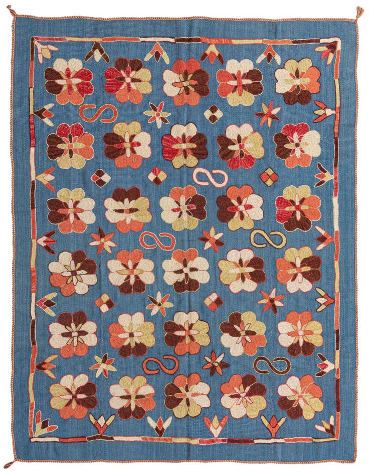 Detail image of 5' 8 x 7' 1 Hand Woven Kilim Suzani Wool Rug