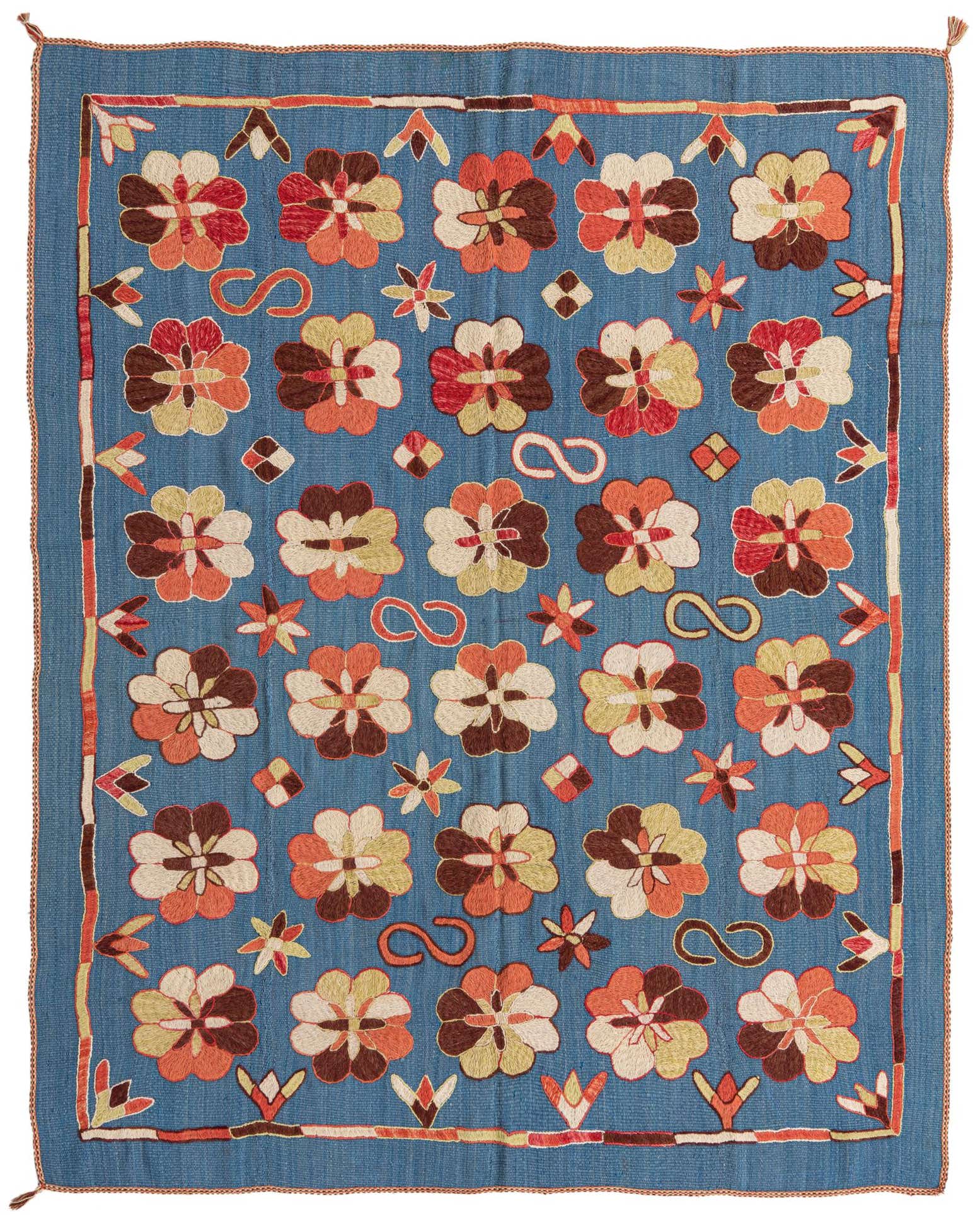 5' 8 x 7' 1 Hand Woven Kilim Suzani Wool Rug