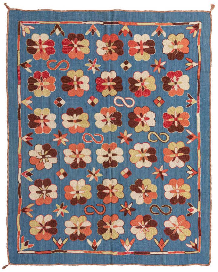 5' 8 x 7' 1 Hand Woven Kilim Suzani Wool Rug