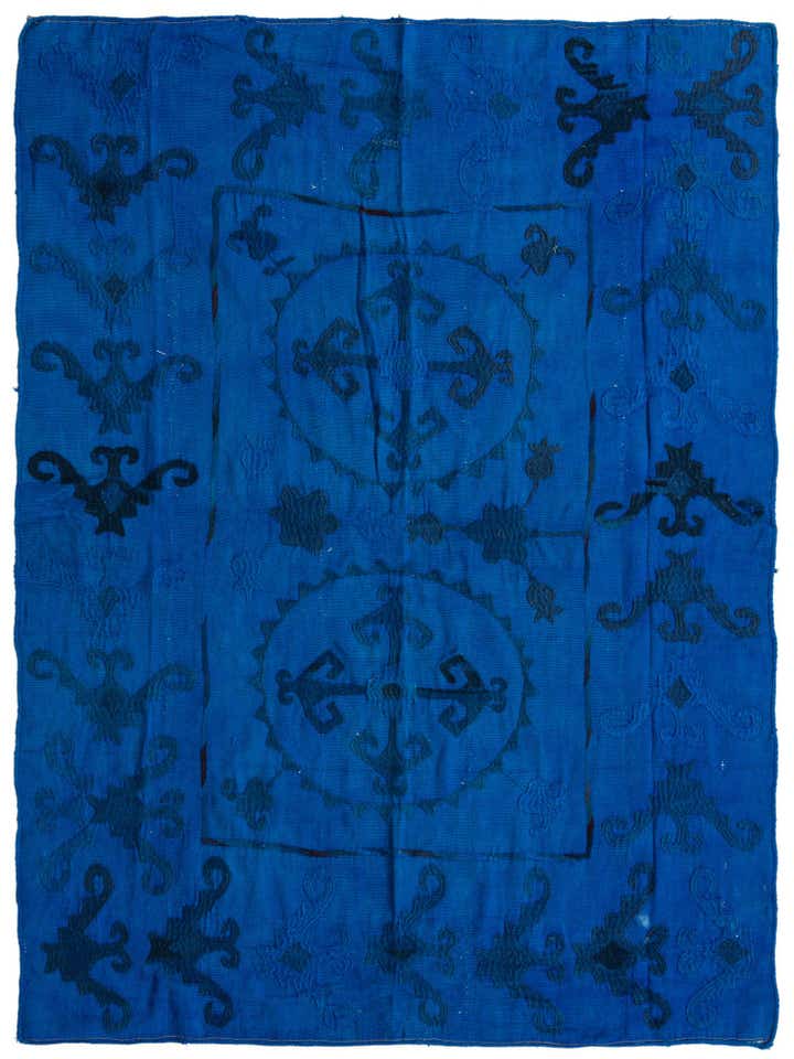 4' 9 x 5' 6 Hand Woven Kilim Suzani Wool Rug