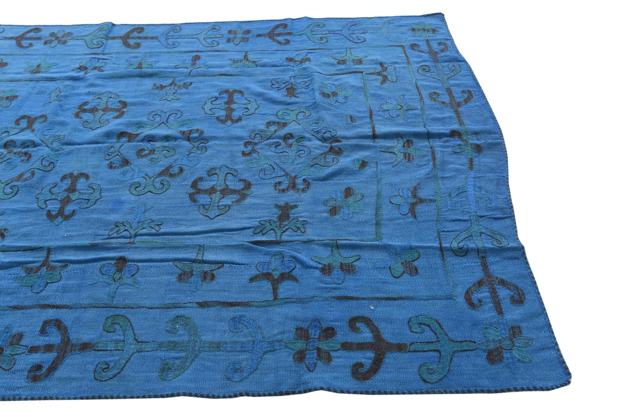 5' 9 x 7' 9 Hand Woven Kilim Suzani Wool Rug