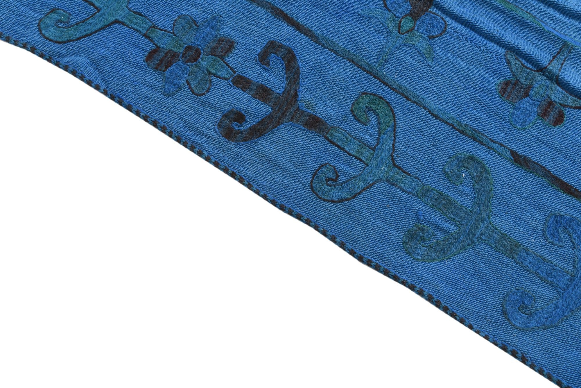 5' 9 x 7' 9 Hand Woven Kilim Suzani Wool Rug
