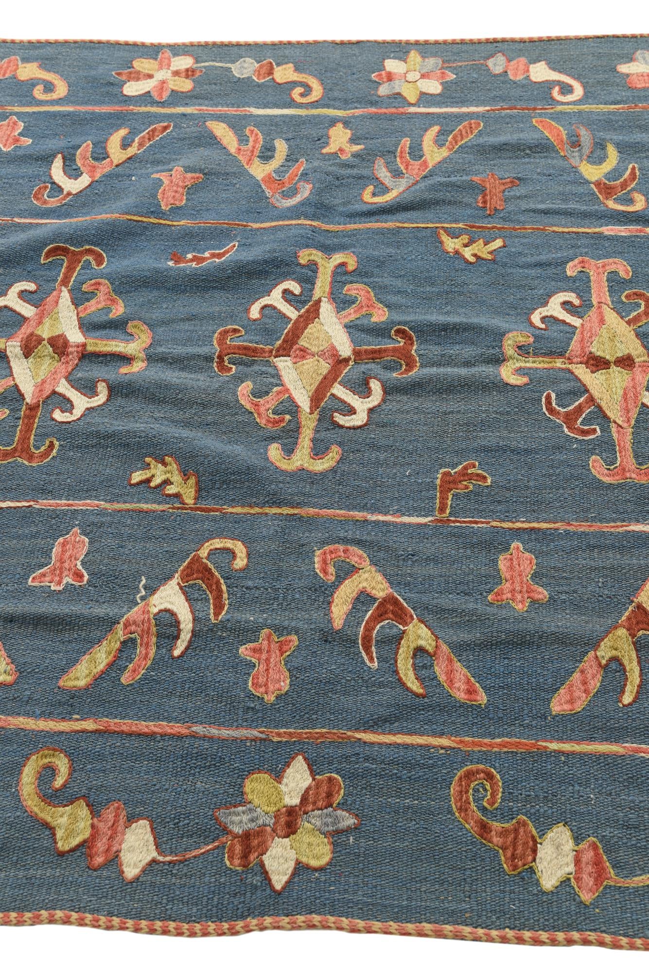5' x 6' 9 Hand Woven Kilim Suzani Wool Rug