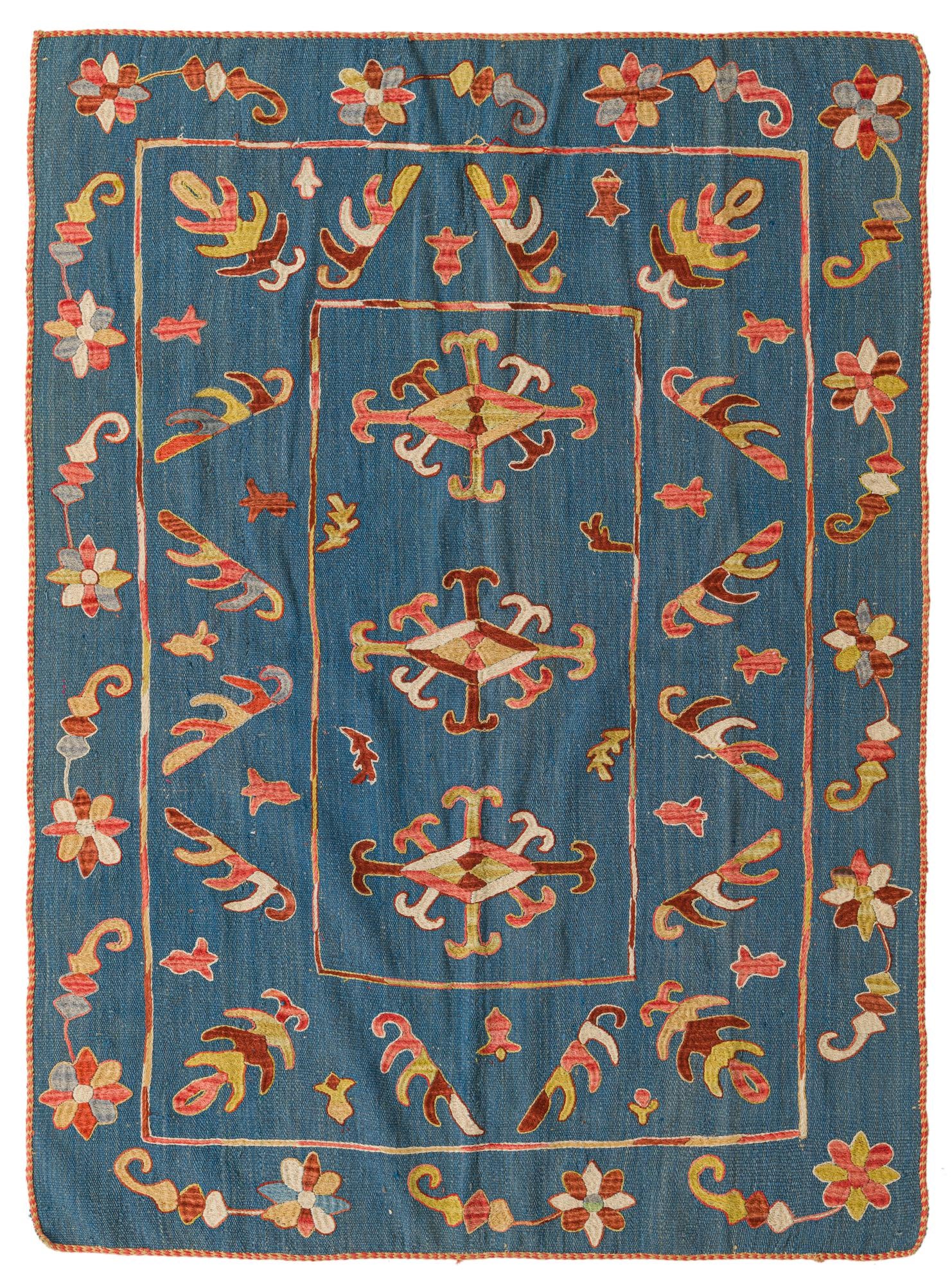 5' x 6' 9 Hand Woven Kilim Suzani Wool Rug