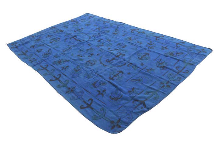 6' 4 x 9' 2 Hand Woven Kilim Suzani Wool Rug