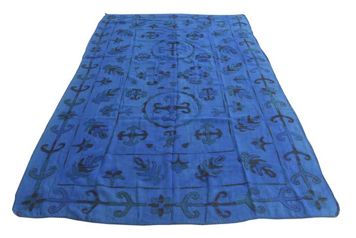 6' 4 x 9' 2 Hand Woven Kilim Suzani Wool Rug