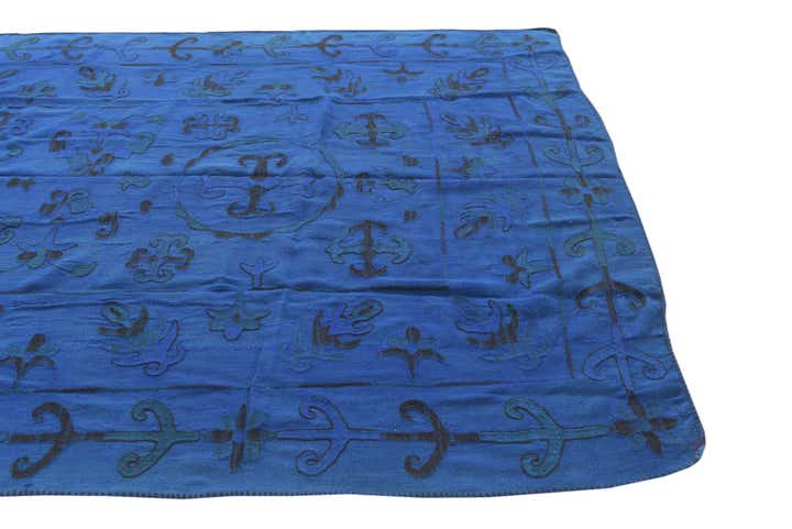 6' 4 x 9' 2 Hand Woven Kilim Suzani Wool Rug