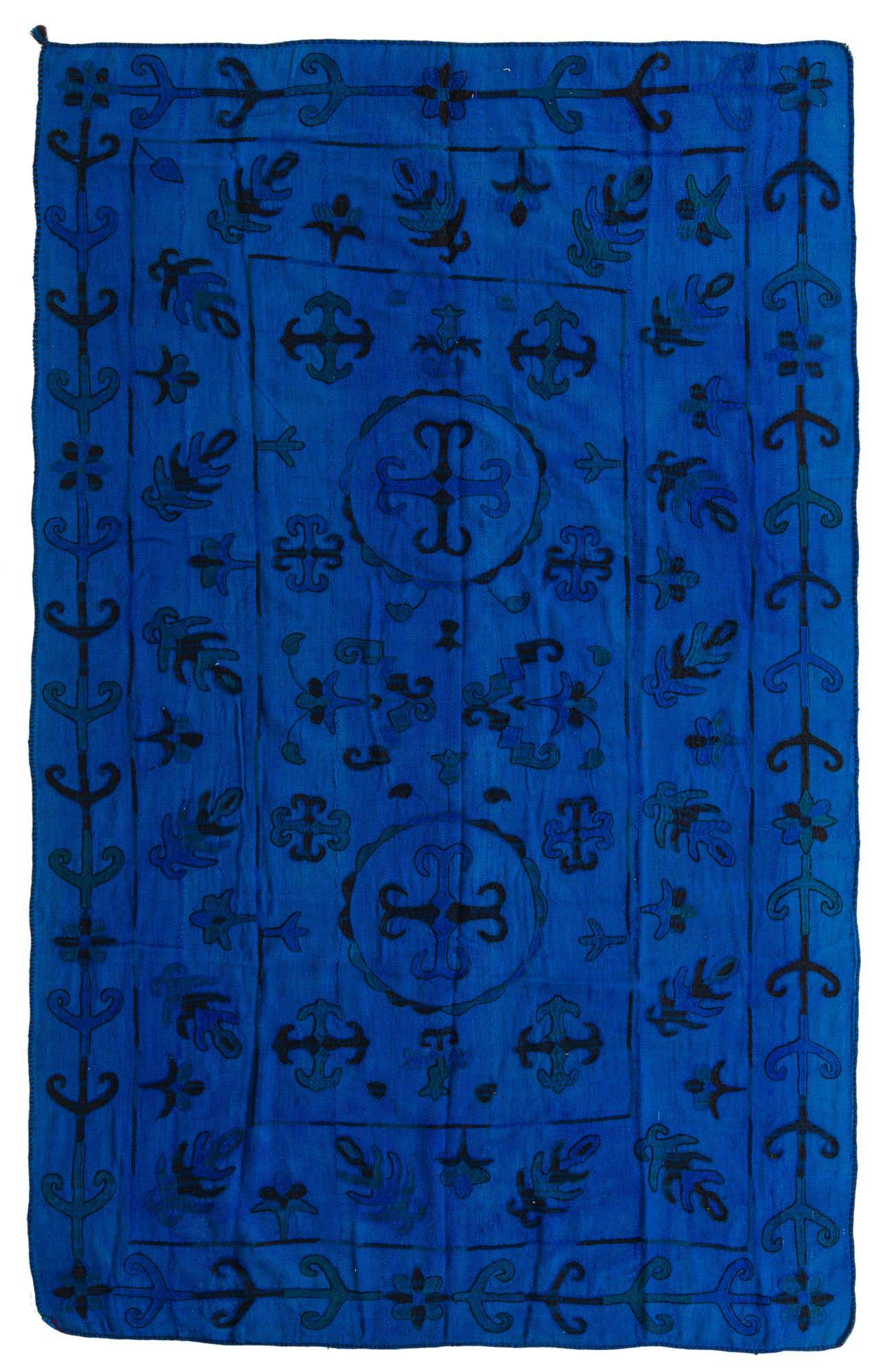 6' 4 x 9' 2 Hand Woven Kilim Suzani Wool Rug