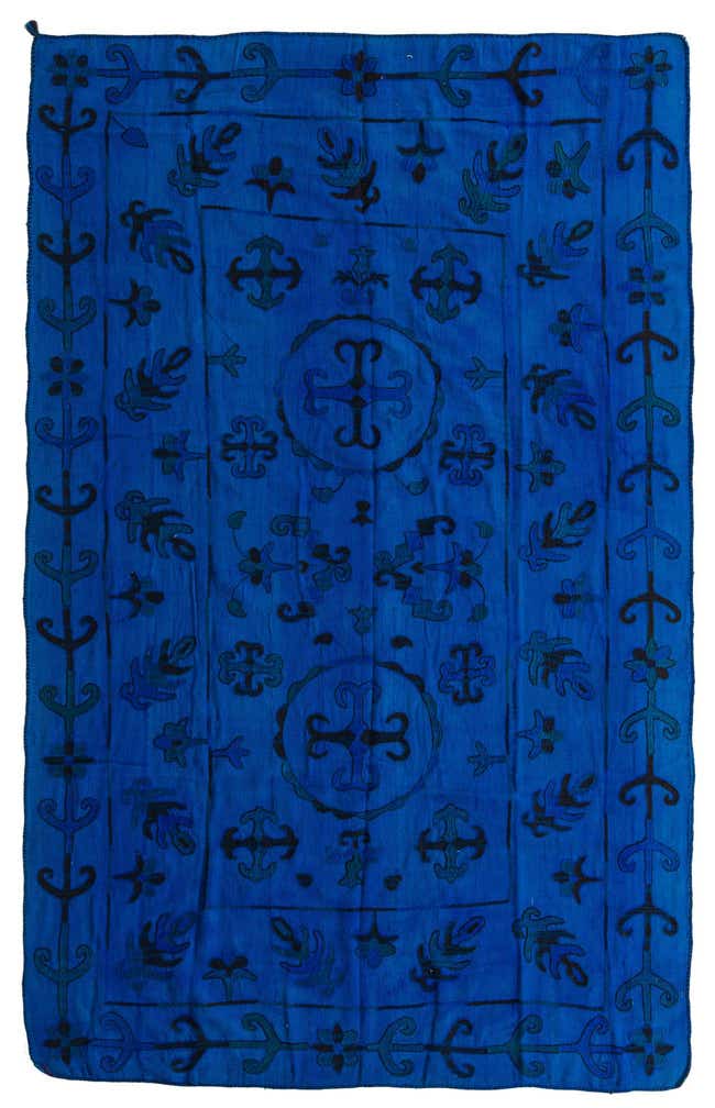 6' 4 x 9' 2 Hand Woven Kilim Suzani Wool Rug
