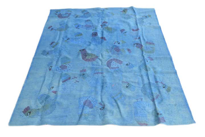 4' 10 x 5' 10 Hand Woven Kilim Suzani Wool Rug