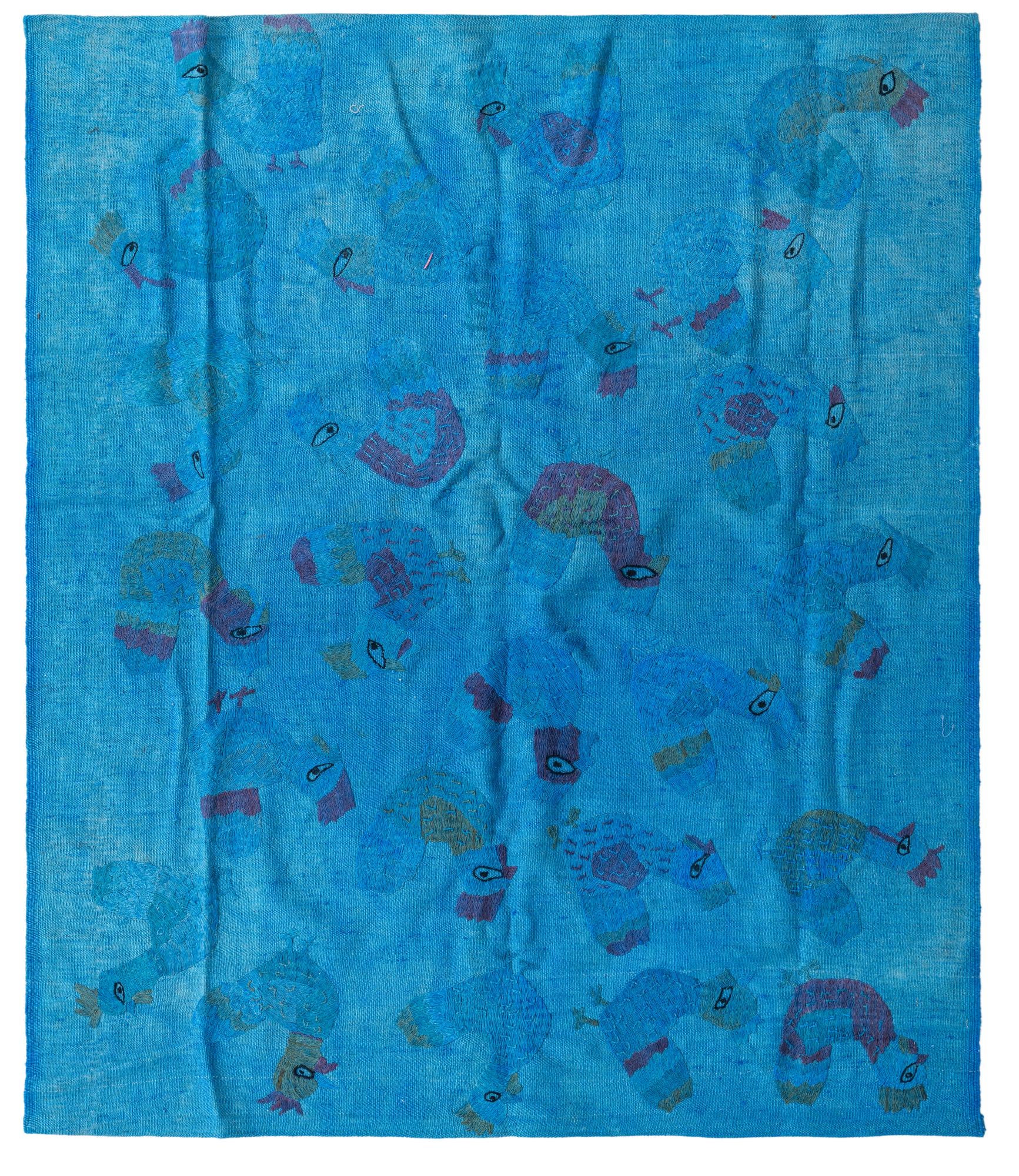 4' 10 x 5' 10 Hand Woven Kilim Suzani Wool Rug