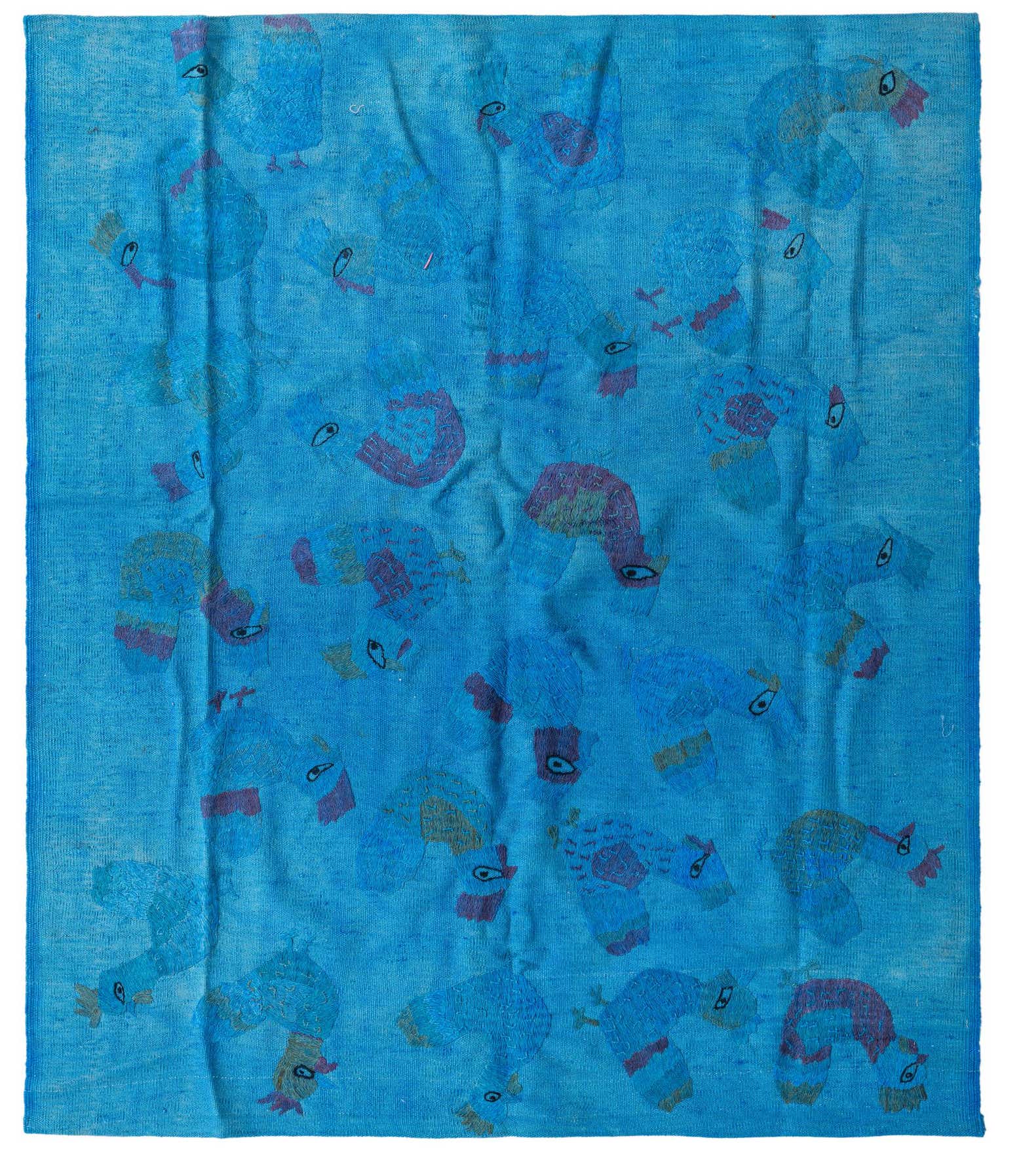 4' 10 x 5' 10 Hand Woven Kilim Suzani Wool Rug