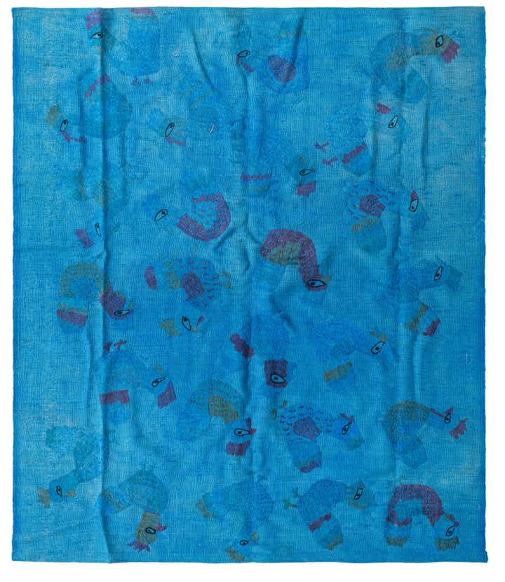 4' 10 x 5' 10 Hand Woven Kilim Suzani Wool Rug