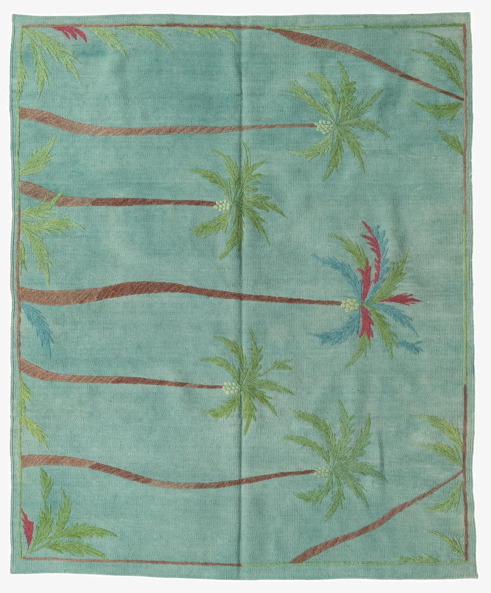 5' 2 x 6' 3  Hand Woven Kilim Suzani Wool Rug