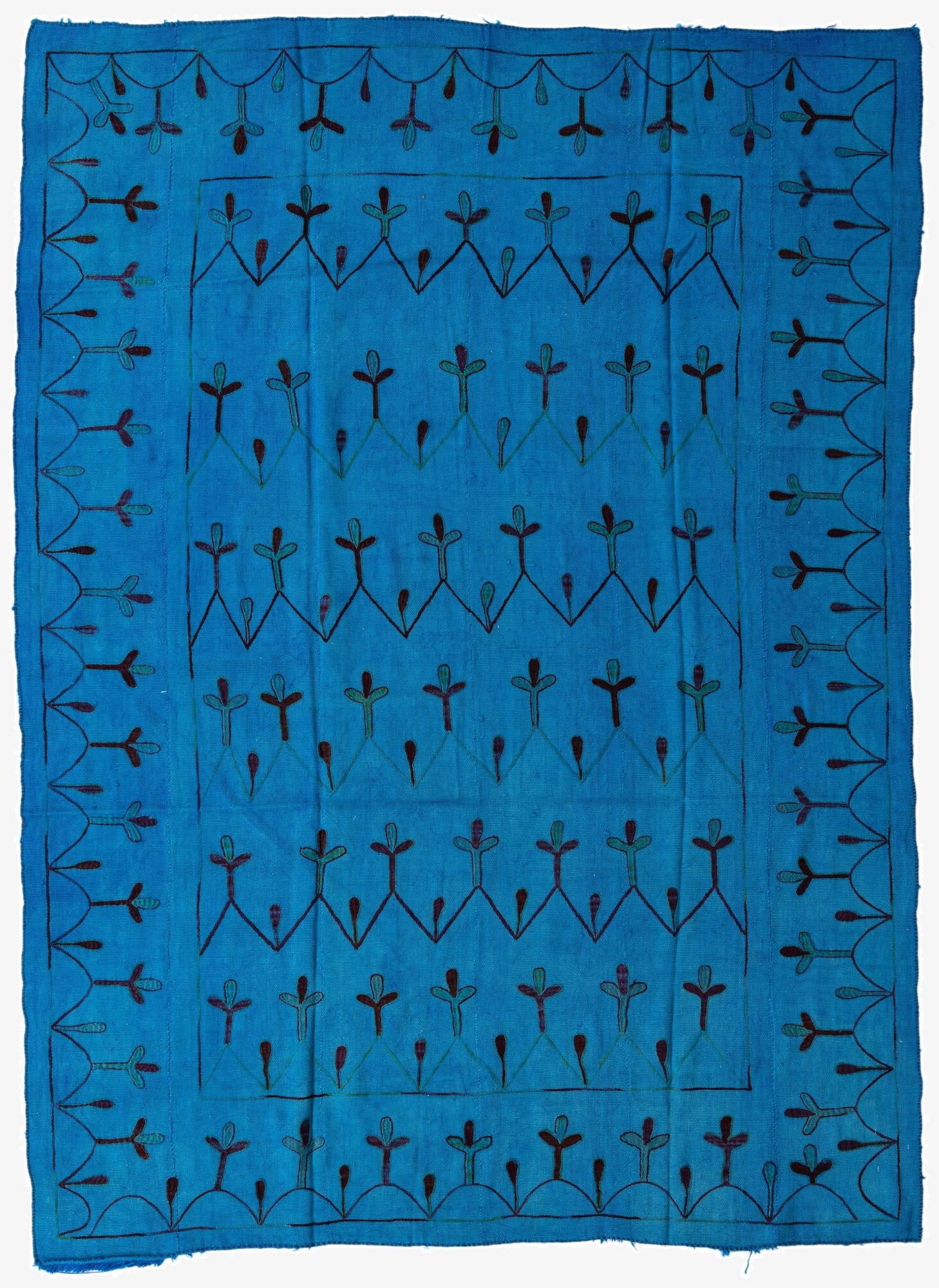 6' 9 x 9' 3  Hand Woven Kilim Suzani Wool Rug