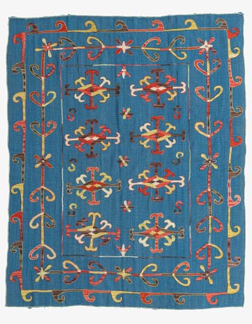 5' 9 x 7' 1 Hand Woven Kilim Suzani Wool Rug