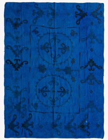 4' 9 x 5' 6 Hand Woven Kilim Suzani Wool Rug