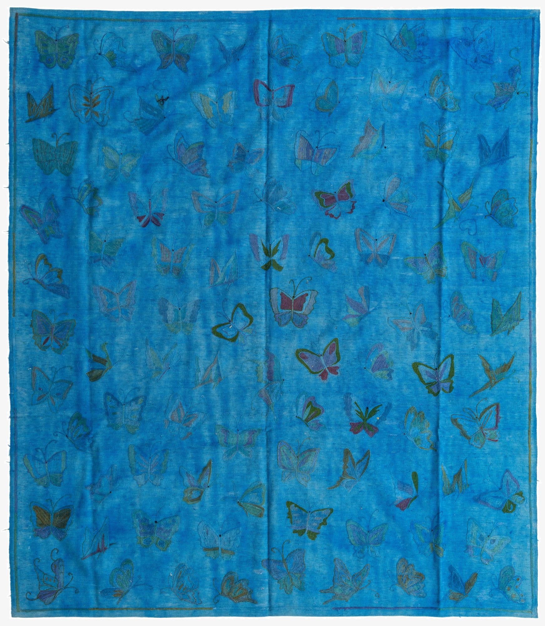 8' 1 x 9' 3  Hand Woven Kilim Suzani Wool Rug