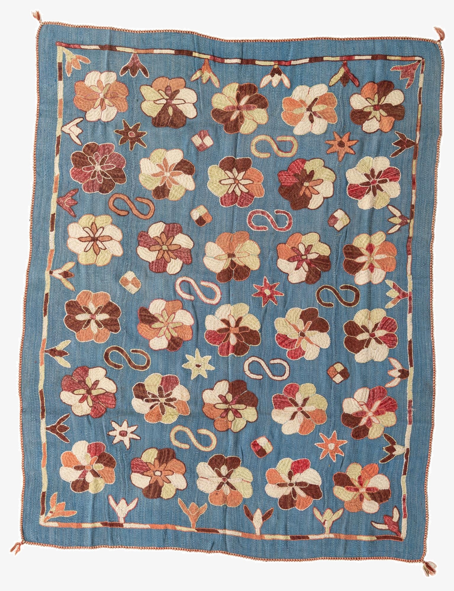 5' 8 x 7' 2  Hand Woven Kilim Suzani Wool Rug